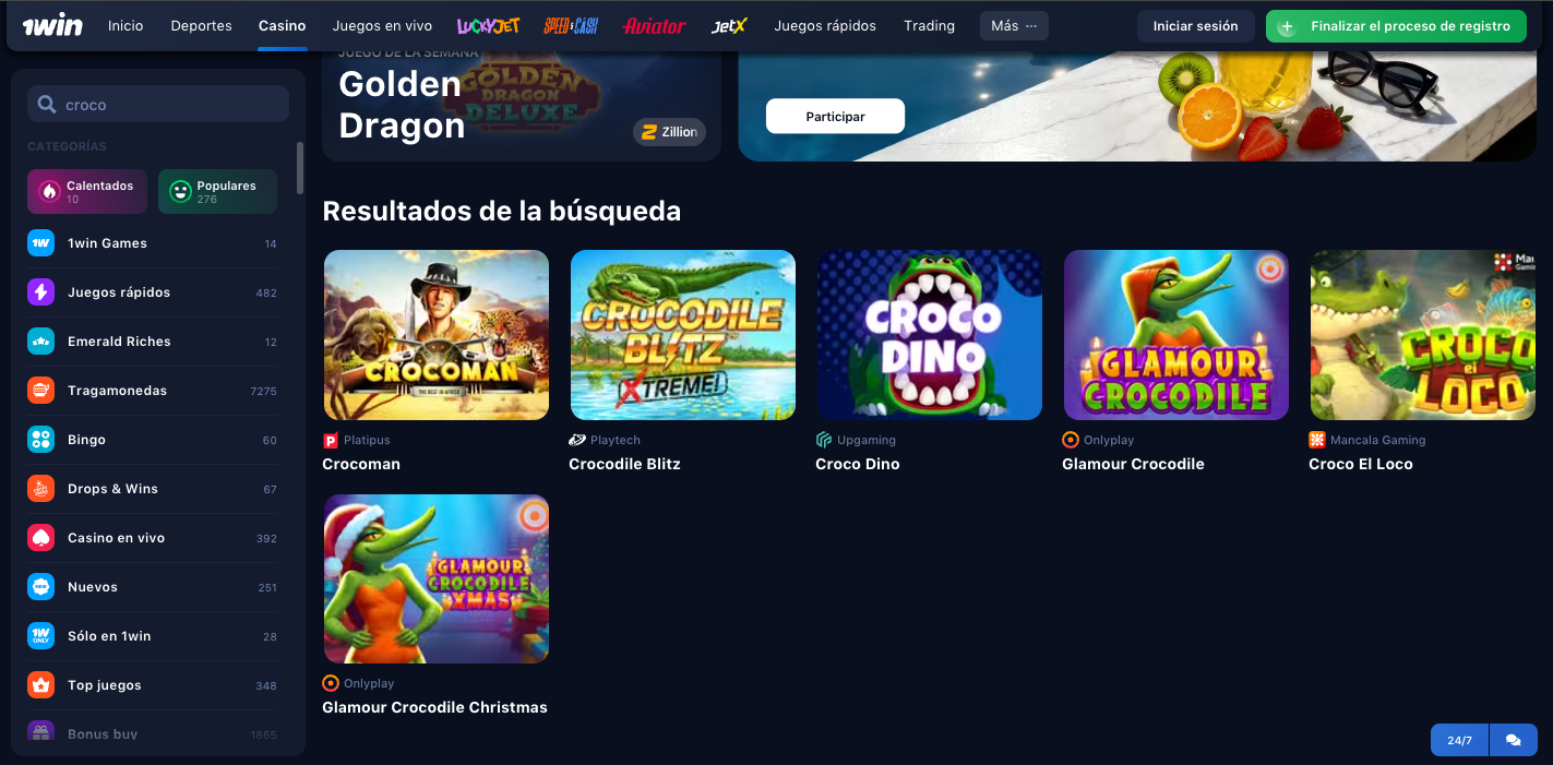 Croco Dino en 1win